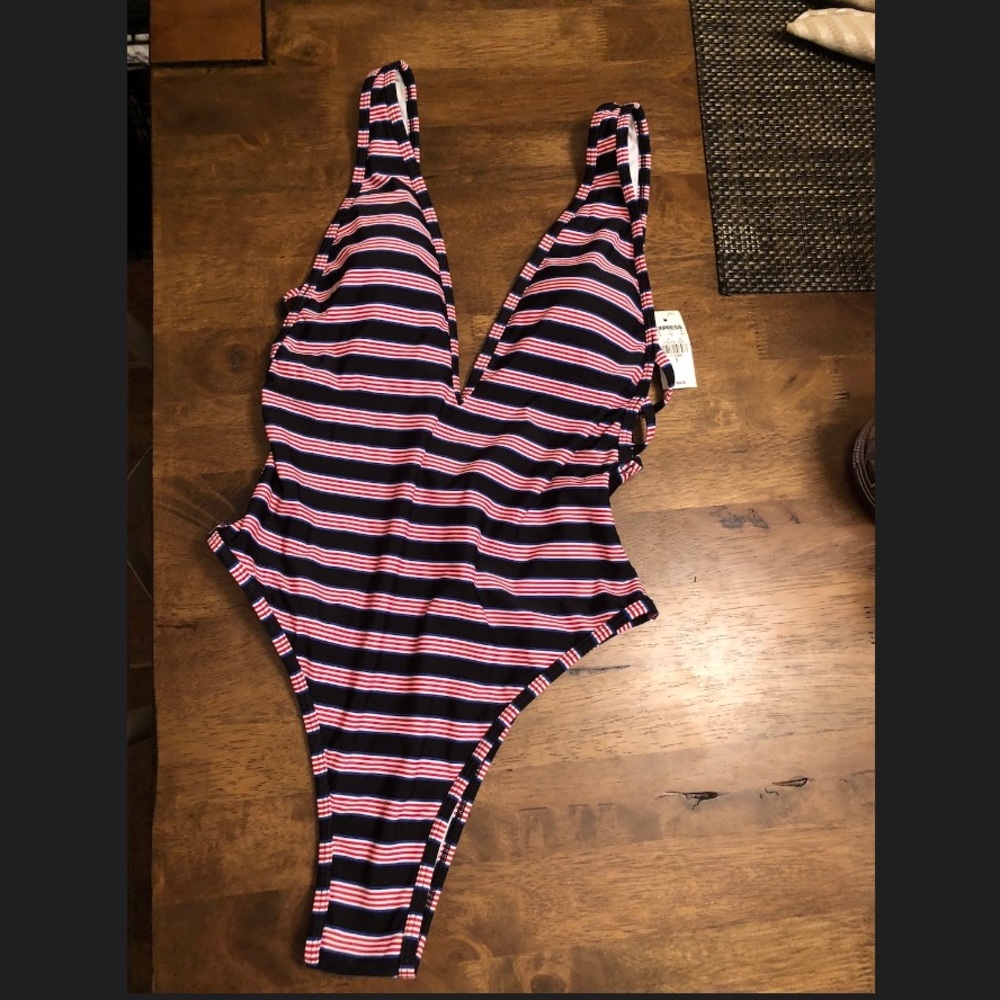 Express ultra v-neck one piece swimsuit